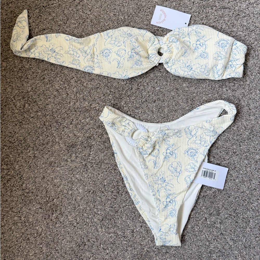 Dippin' Daisy's Cream and Blue Cape Bikini Set
